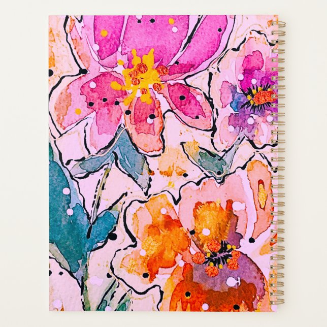Agenda Planner floral de acuarela (Reverso)