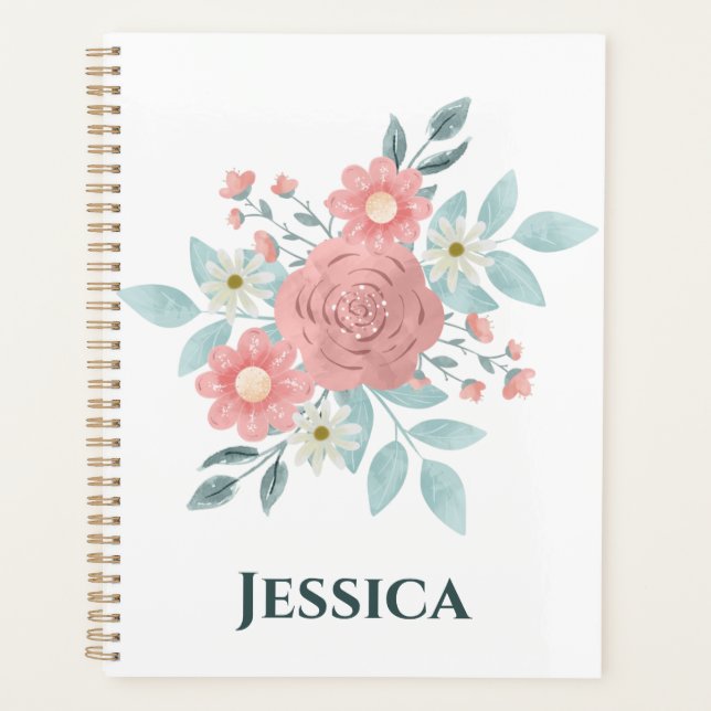 Agenda Planner floral de acuarela (Anverso)