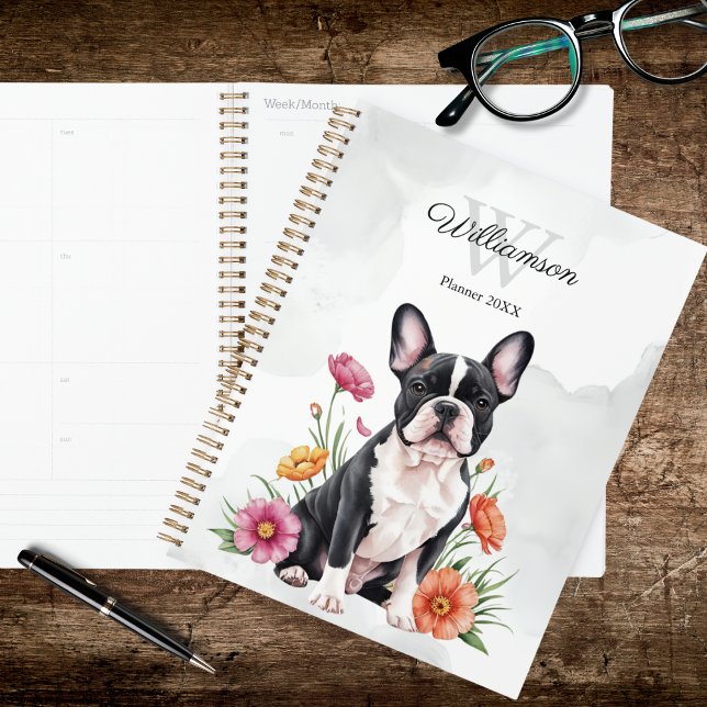 Agenda Planner Floral de Bulldog Francés (Subido por el creador)