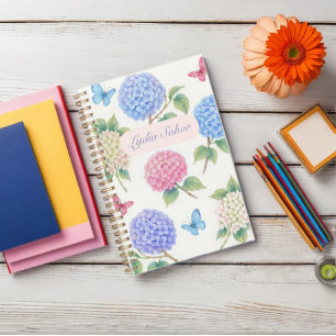 Agenda Planner floral de hidrangea de agua personalizada