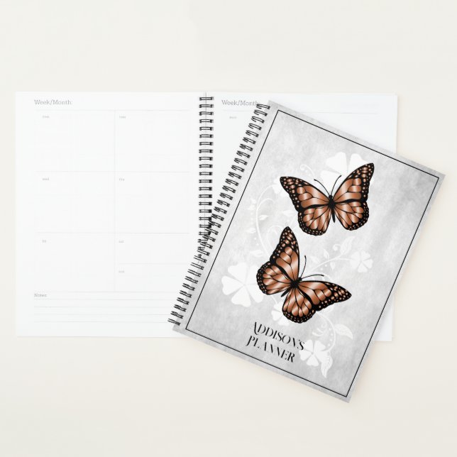Agenda Planner floral de mariposa de cobre (Demostración)