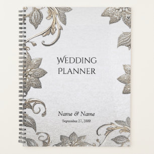 Agenda Planner floral de oro plateado