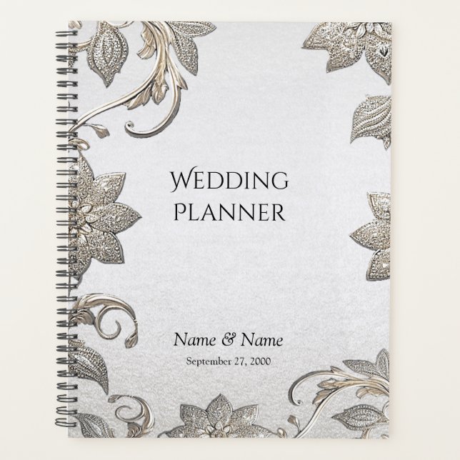 Agenda Planner floral de oro plateado (Anverso)
