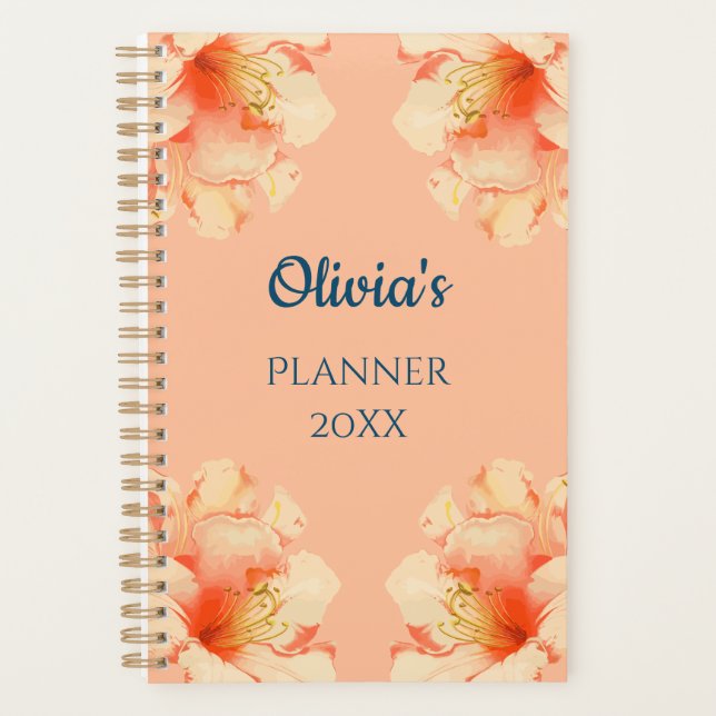 Agenda Planner Floral Elegant Peach Colors (Anverso)