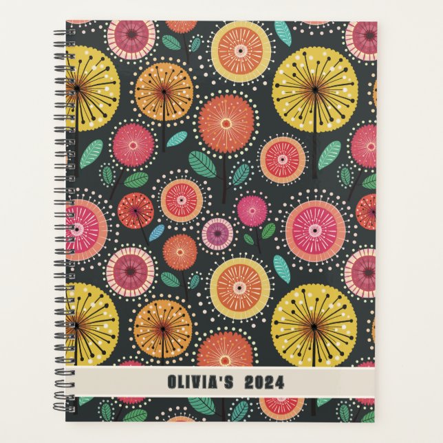 Agenda Planner floral escandinavo de boho elegante (Anverso)
