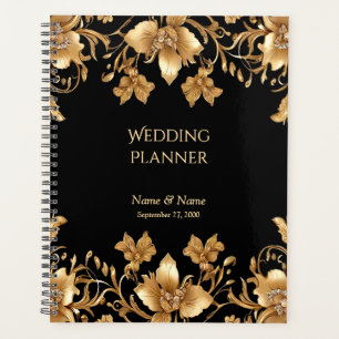 Agenda Planner floral Gold Black Ornate
