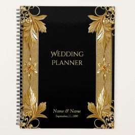 Agenda Planner floral Gold Black Ornate