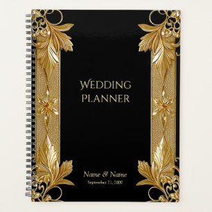 Agenda Planner floral Gold Black Ornate