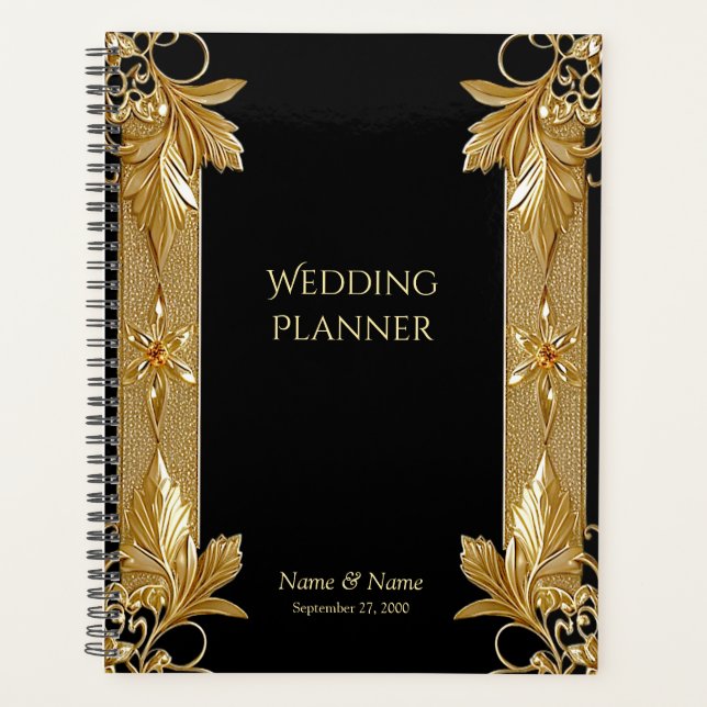 Agenda Planner floral Gold Black Ornate (Anverso)