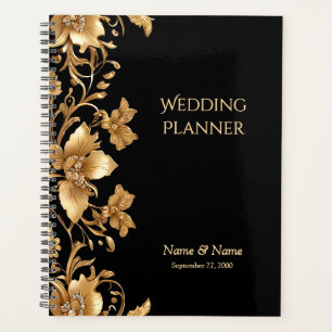 Agenda Planner floral Gold Black Ornate
