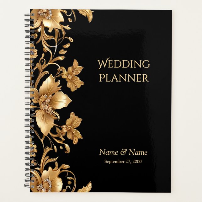 Agenda Planner floral Gold Black Ornate (Anverso)