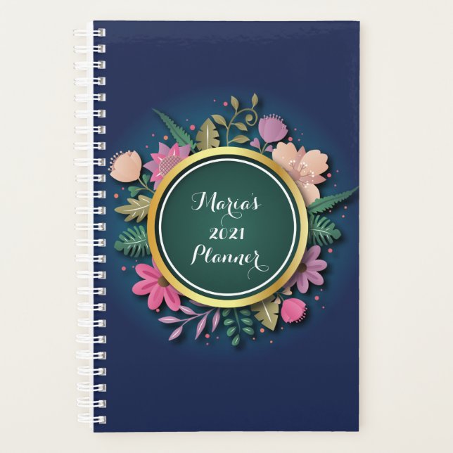 Agenda Planner floral personalizado 2021 (Anverso)
