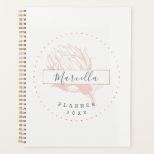 Agenda Planner floral rosado monogramado moderno