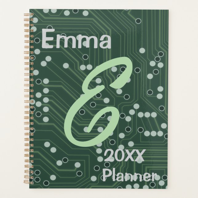 Agenda Planner, fondo de circuito verde (Anverso)