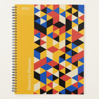 Agenda Planner Geométrico Personalizado Retro Bauhaus