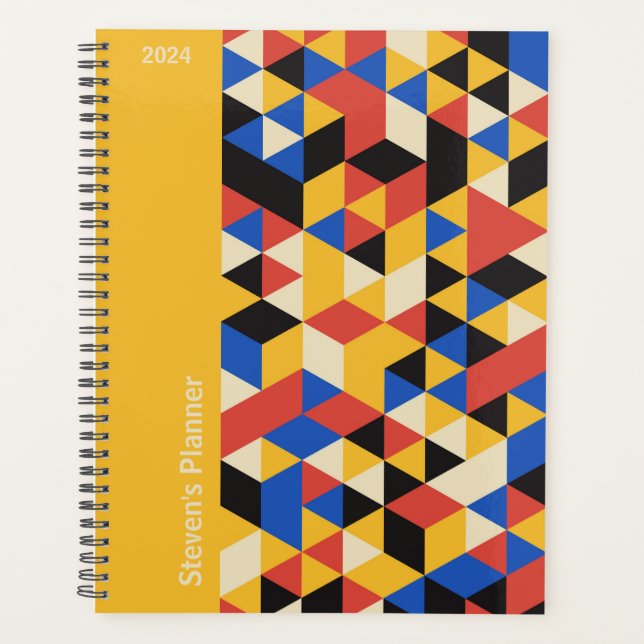 Agenda Planner Geométrico Personalizado Retro Bauhaus (Anverso)