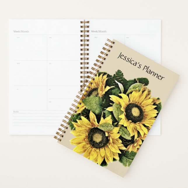 Agenda Planner girasol de 5,5" x 8,5" - Personalizado (Demostración)