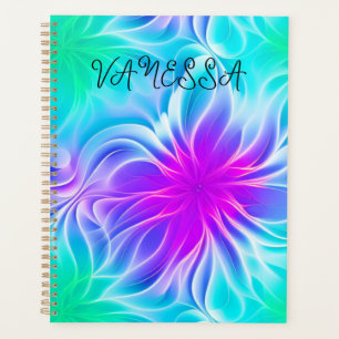 Agenda Planner green pink fluorish fractal art