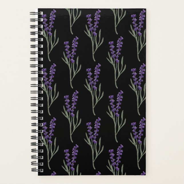 Agenda Planner Lavender - Patrón negro (Anverso)