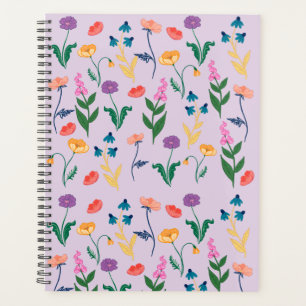 Agenda Planner mensual de flores silvestres en lavanda