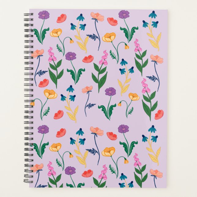 Agenda Planner mensual de flores silvestres en lavanda (Anverso)