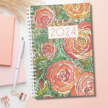 Agenda Planner mensual de Rosas de acuarela 2024<br><div class="desc">Manténgase organizado con estilo con nuestros Rosas acuarelas 2024 Monthly Planner. Este planificador cuenta con un hermoso fondo de rosa acuático con suaves rosados y corales, que le dan un toque elegante y artístico a su planificación diaria. La portada presenta un "2024" centrado, audaz y moderno que se puede personalizar...</div>