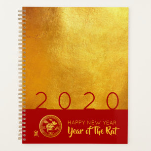 Agenda Planner moderno de 2020 de Red Gold Chinese Rat