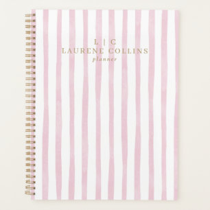 Agenda Planner moderno de bandas rosadas de color de agua