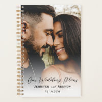 Planner moderno de casamiento con fotografía y cal