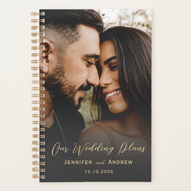 Agenda Planner moderno de casamiento con fotografía y cal (Anverso)
