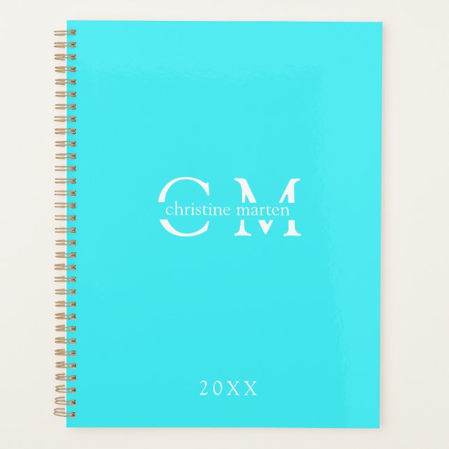 Agenda Planner moderno mínimo de iniciales de monograma (Anverso)