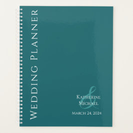 Agenda Planner moderno verde esmeralda y blanco-Boda
