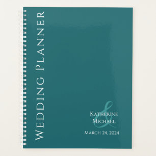 Agenda Planner moderno verde esmeralda y blanco-Boda