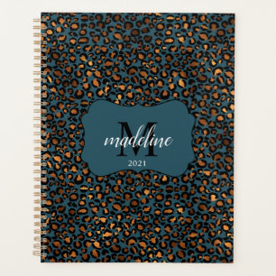 Agenda Planner Mongorammed Patrón de Leopardo de la Moda