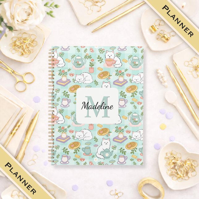 Agenda Planner Monogram Tea & Bookish Cats Green (Subido por el creador)