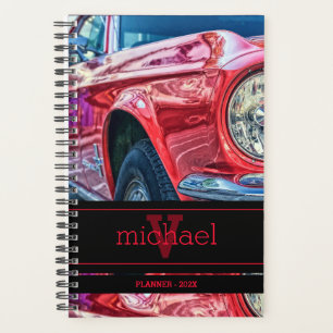 Agenda Planner monogramado de coche de vagón rojo vintage
