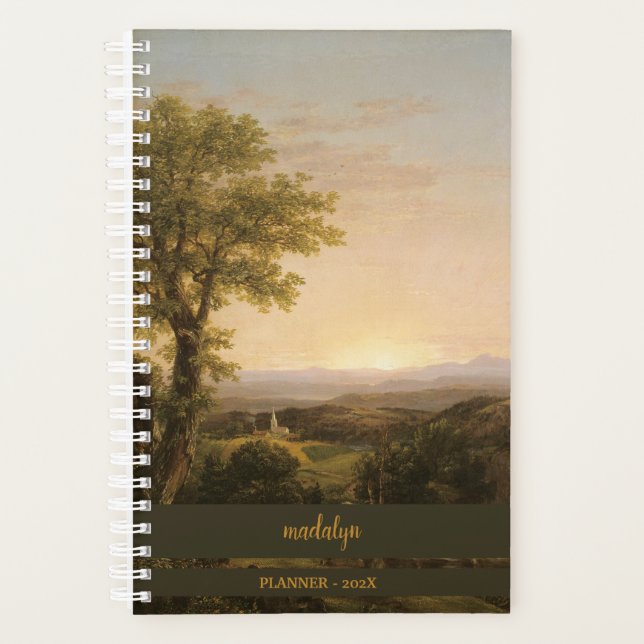 Agenda Planner monogramado de imágenes de paisajes (Anverso)