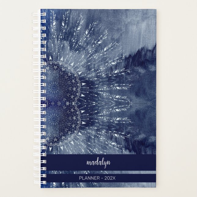 Agenda Planner monogramado de manala azul (Anverso)