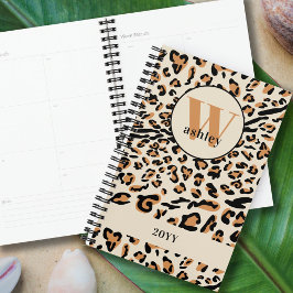 Agenda Planner Monogramado moderno Leopard Print 2023