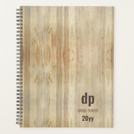 Agenda Planner monogramado rustico de Woodgrain