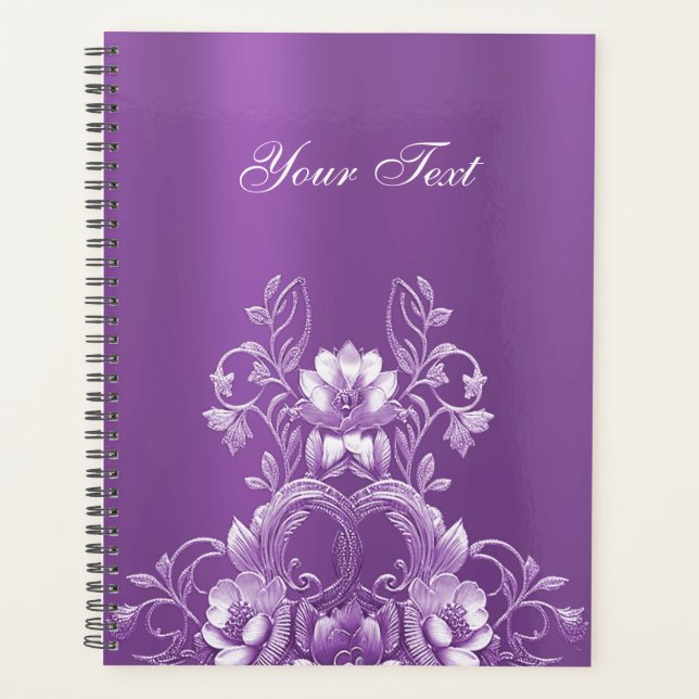 Agenda Planner morado floral (Anverso)