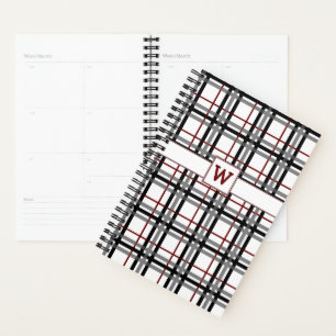 Agenda Planner negro de plástico blanco y rojo