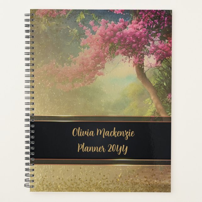 Agenda Planner Personal Gold Mist Floral Cherry Blossom. (Anverso)