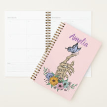 Planner personalizado con la mano del cráneo en fl