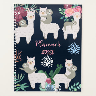 Agenda Planner personalizado de acuarela azul de cactus d