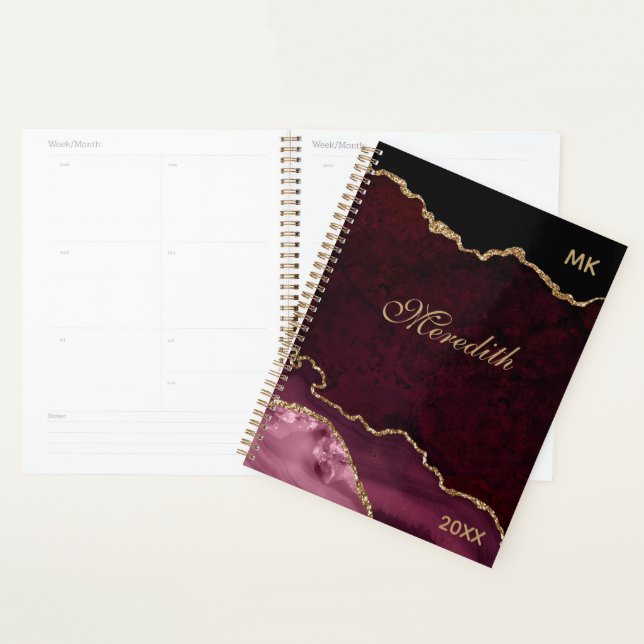 Agenda Planner personalizado de Agate Purpurina de oro de (Demostración)