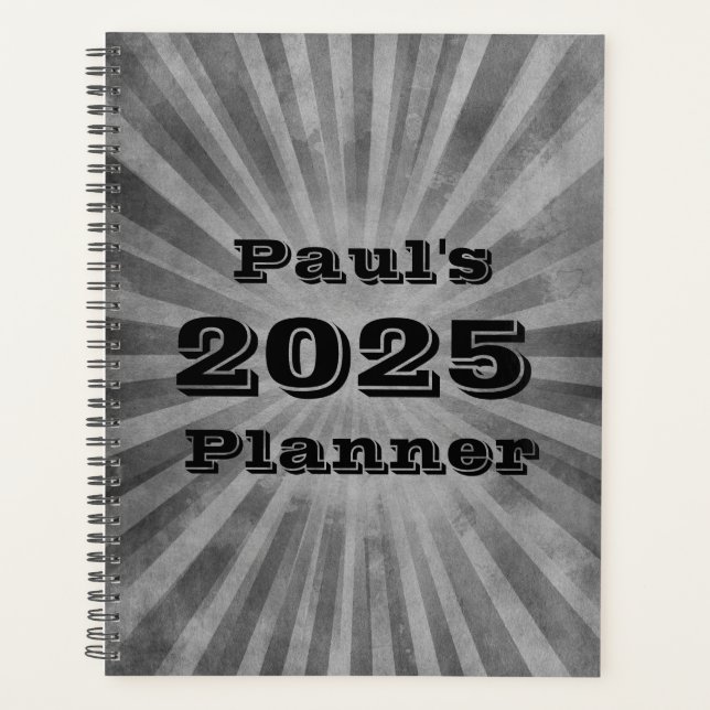 Agenda Planner personalizado de bandas grises onduladas (Anverso)