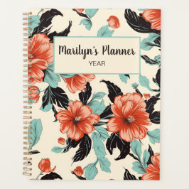 Agenda Planner personalizado de coral y fábrica