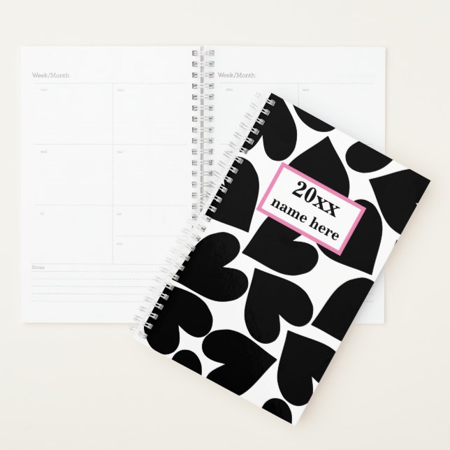 Agenda Planner personalizado de corazón negro (Demostración)