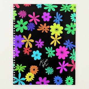 Agenda Planner personalizado de flor de color pop mate